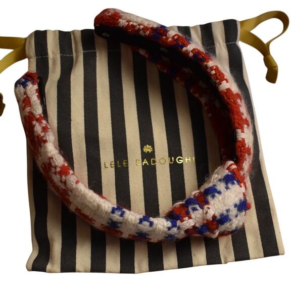 Lele Sadoughi Red White Blue Americana Tweed Knot Headband